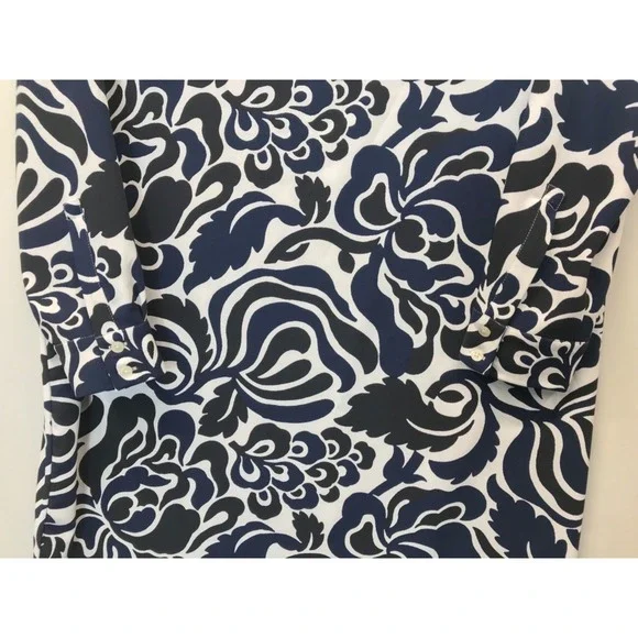 LOFT Shift Dress Women's Size M Long Sleeve Black White Navy Floral - Picture 6 of 8